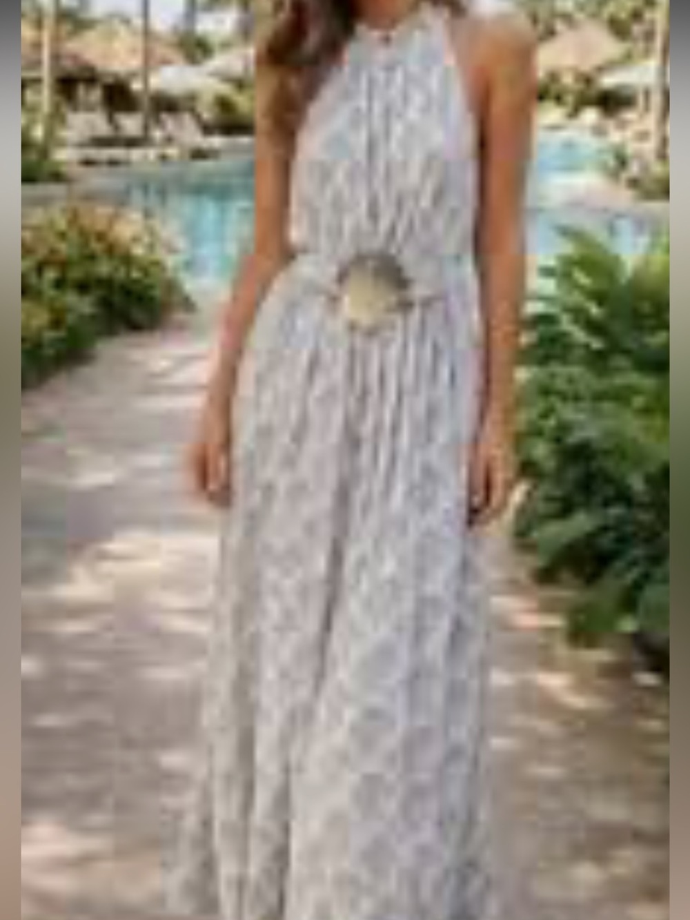Skemo Shell Print Boho Dress with Belt – Tropical Coastal Resort Style